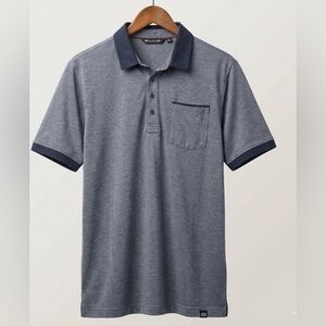 Travis Mathew Polo Shirt Mens XL Heathered Gray Accent Trim Logo Golf Career